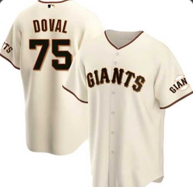 Men%27s San Francisco Giants #75 Camilo Doval Cream Home Nike Jersey Dzhi